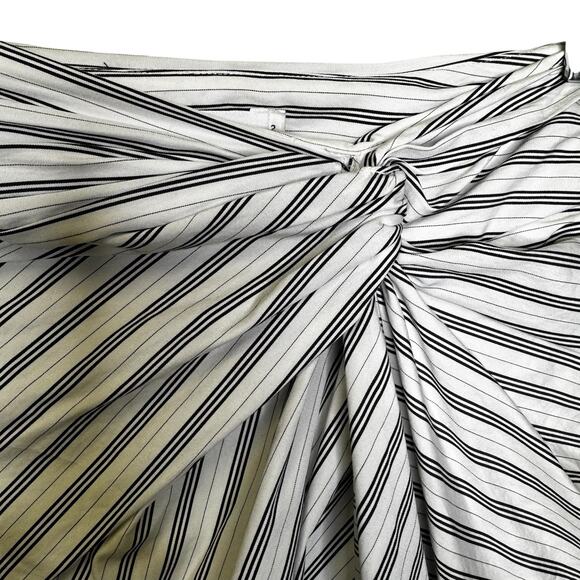 A.L.C. White Blue Stripe Diller Draped Cotton Midi Pencil Skirt Womens 2 - Picture 7 of 8